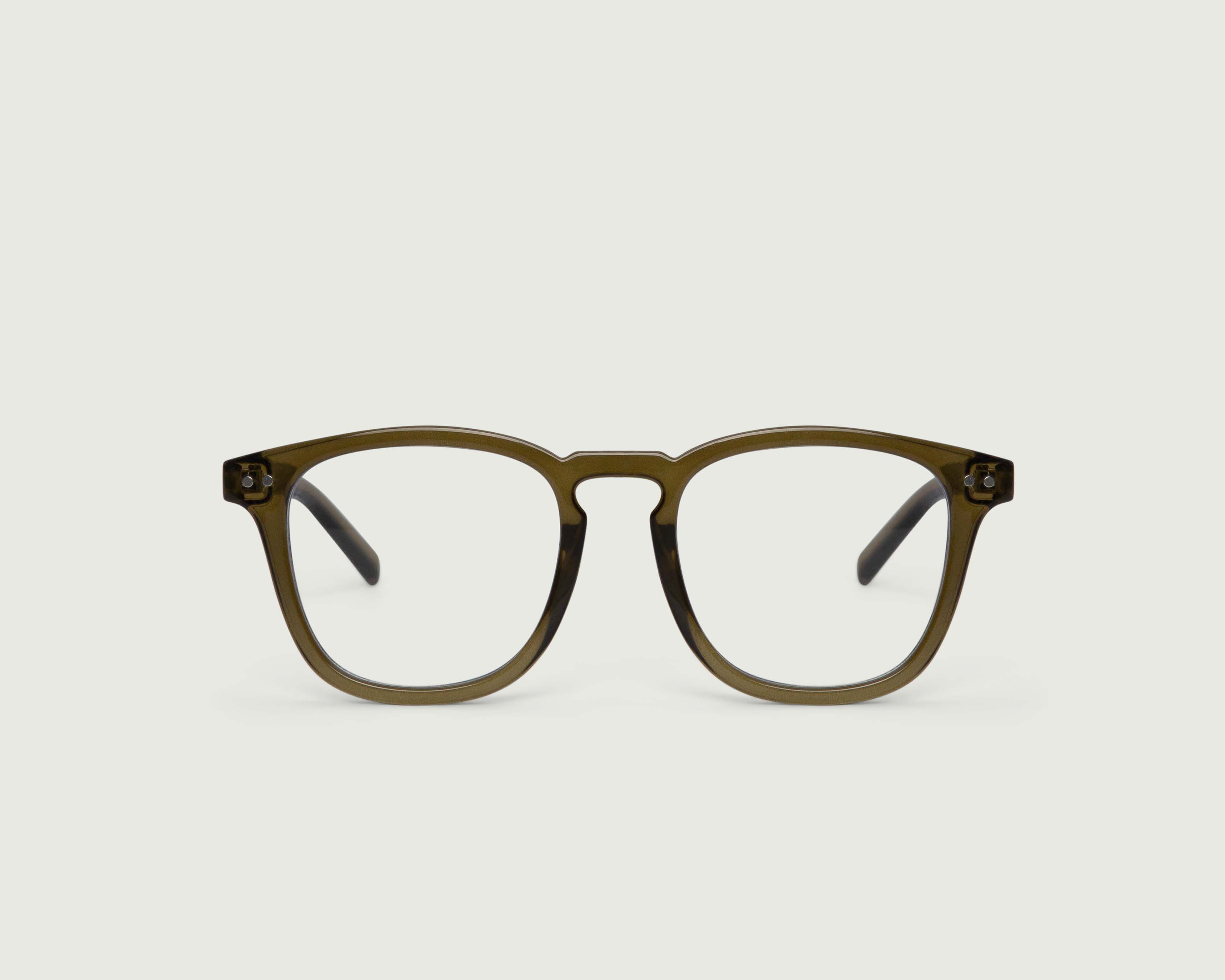 Olive::Yoji Anti-Radiation Glasses square green recycled polyester front