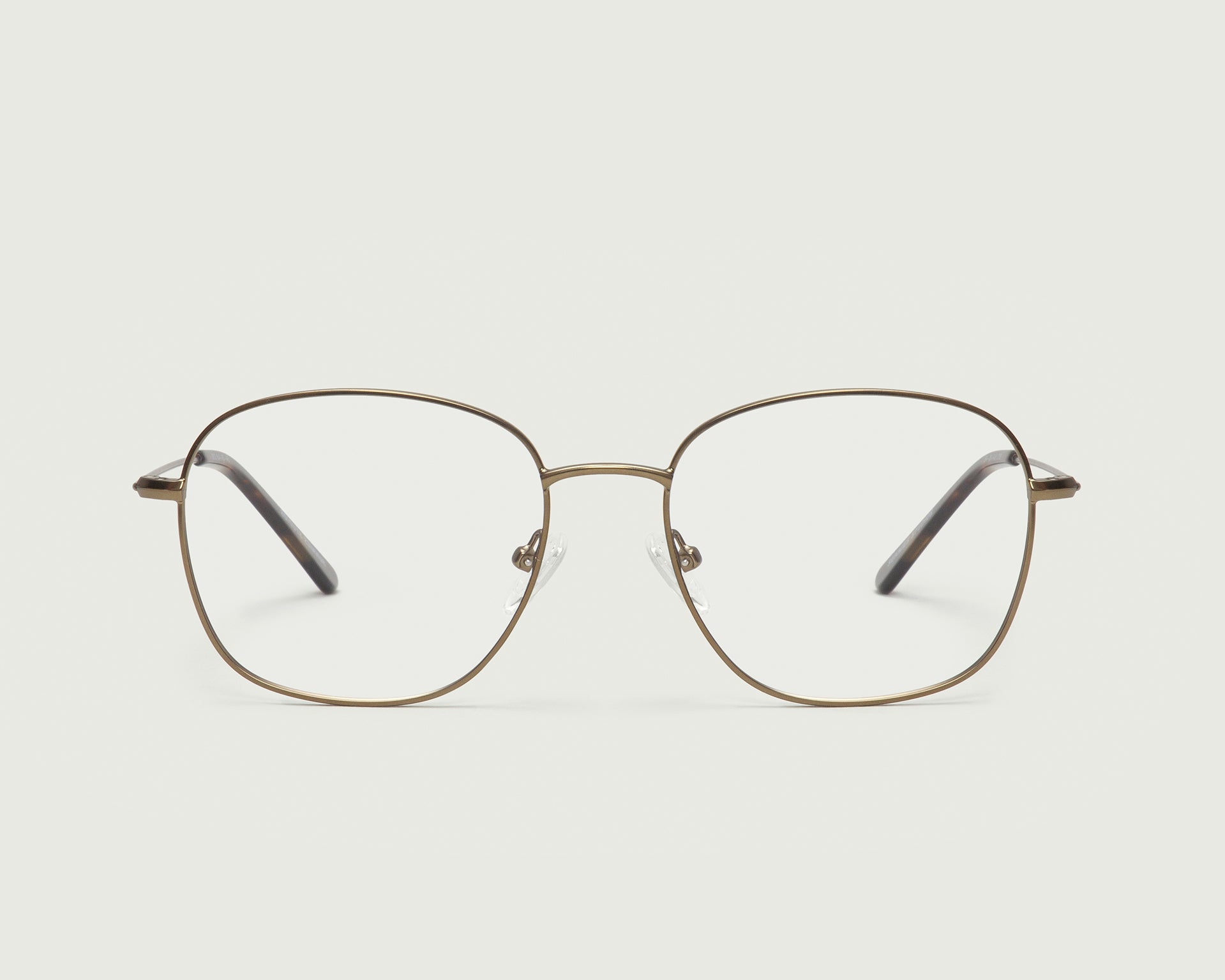 Rye::Roosevelt Wide Eyeglasses square brown metal front