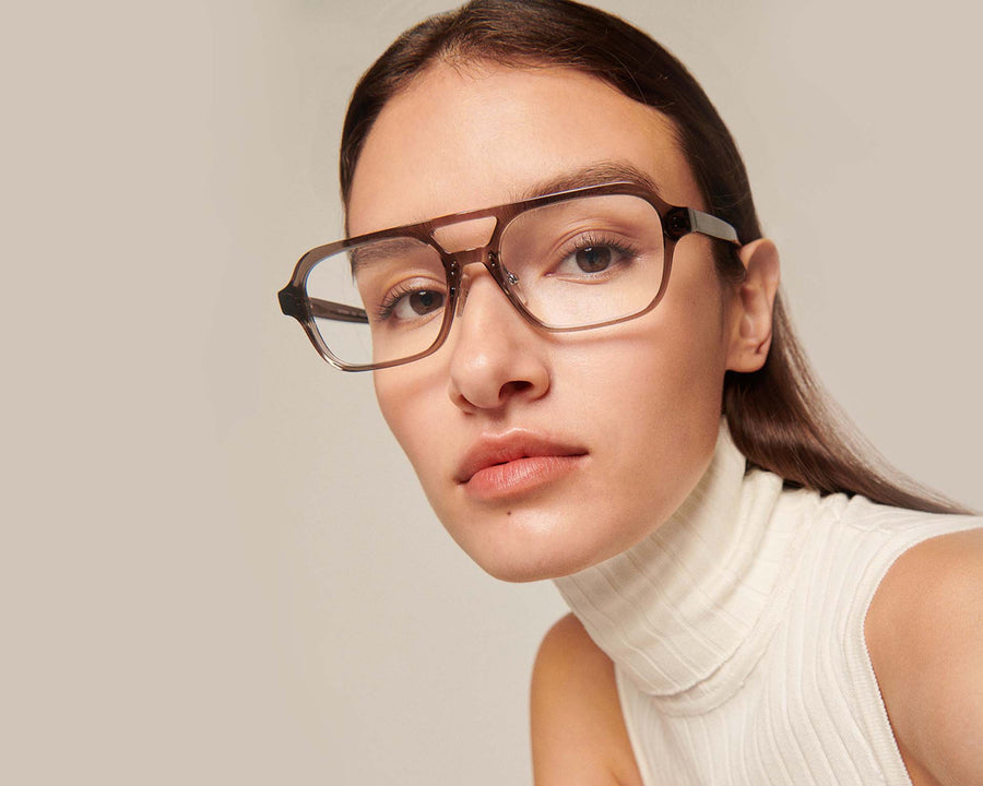 women Sly Eyeglasses pilot gray bioacetate