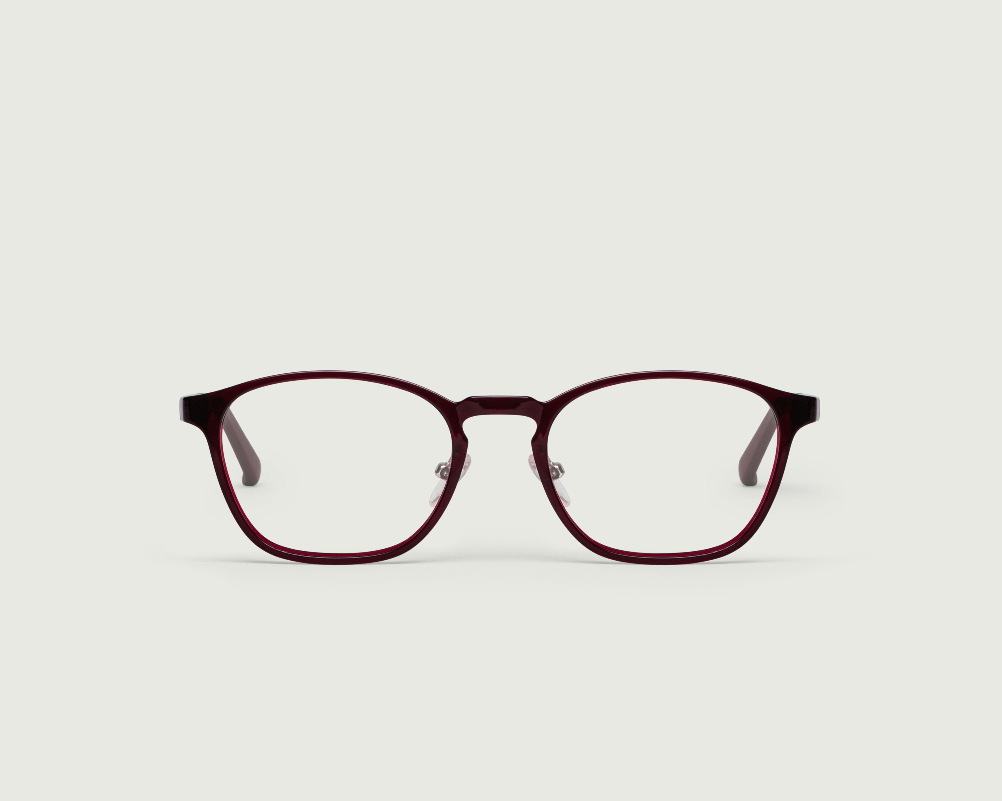 Shiraz::Columbus Eyeglasses square red plastic front
