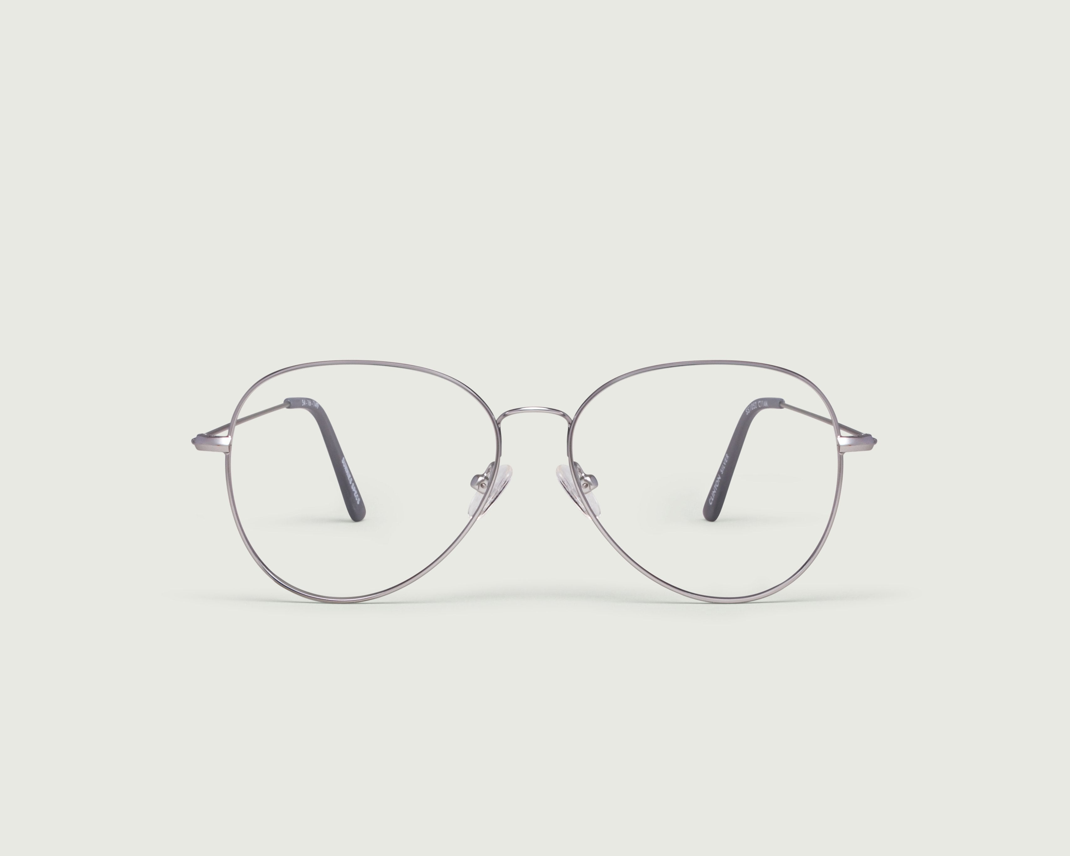 Silver::Clinton Eyeglasses pilot gray metal front