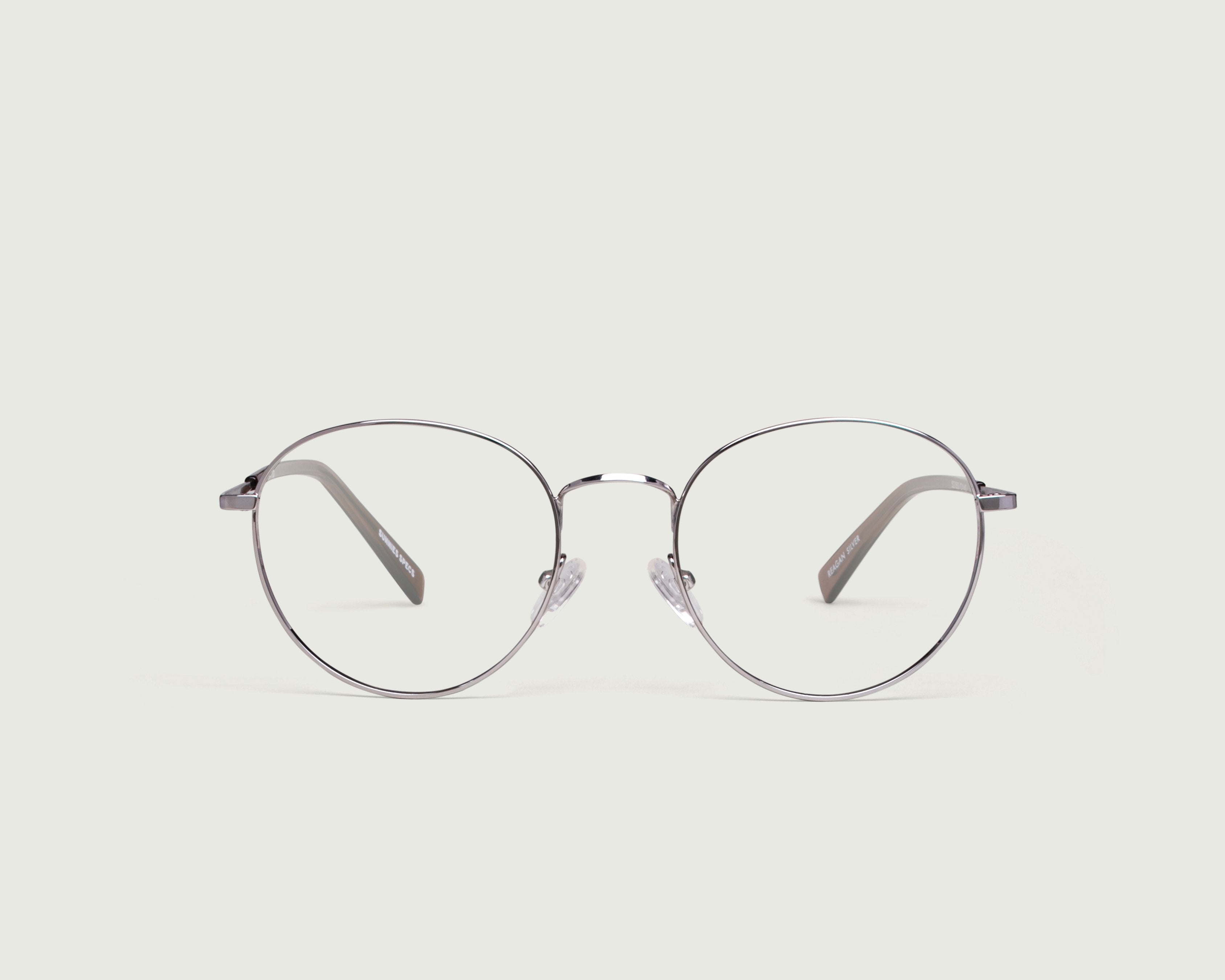 Silver::Reagan Eyeglasses round gray metal front