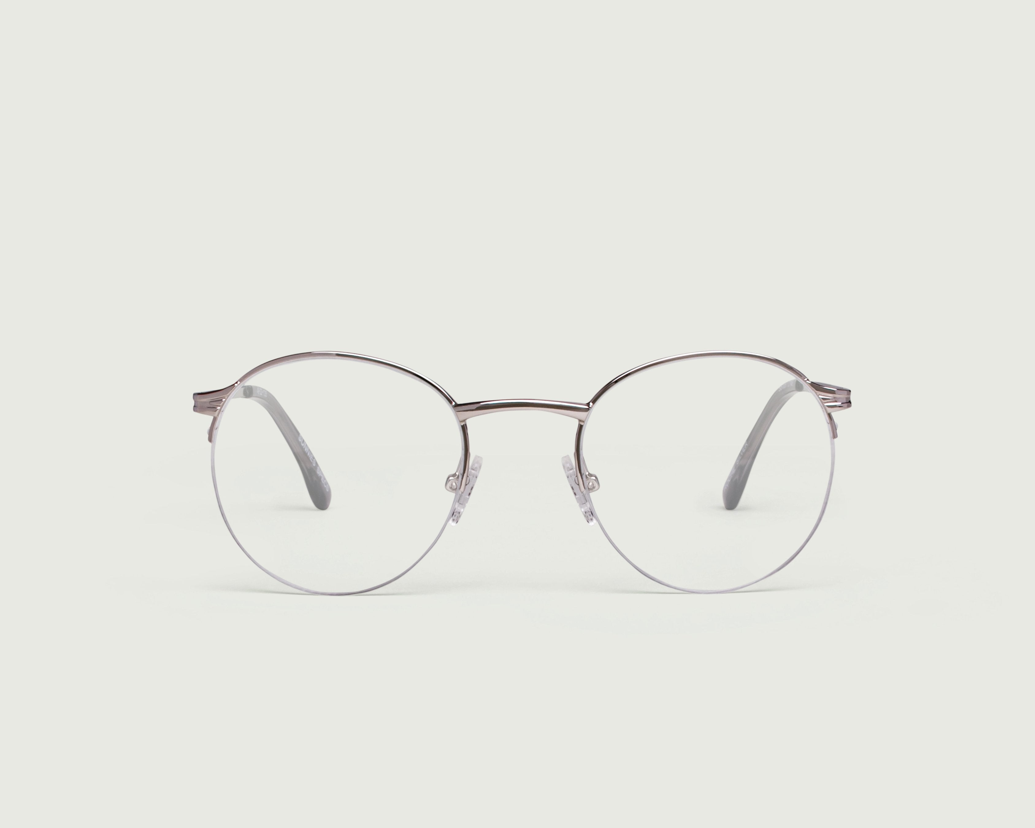 Silver::Roche Eyeglasses round gray metal front