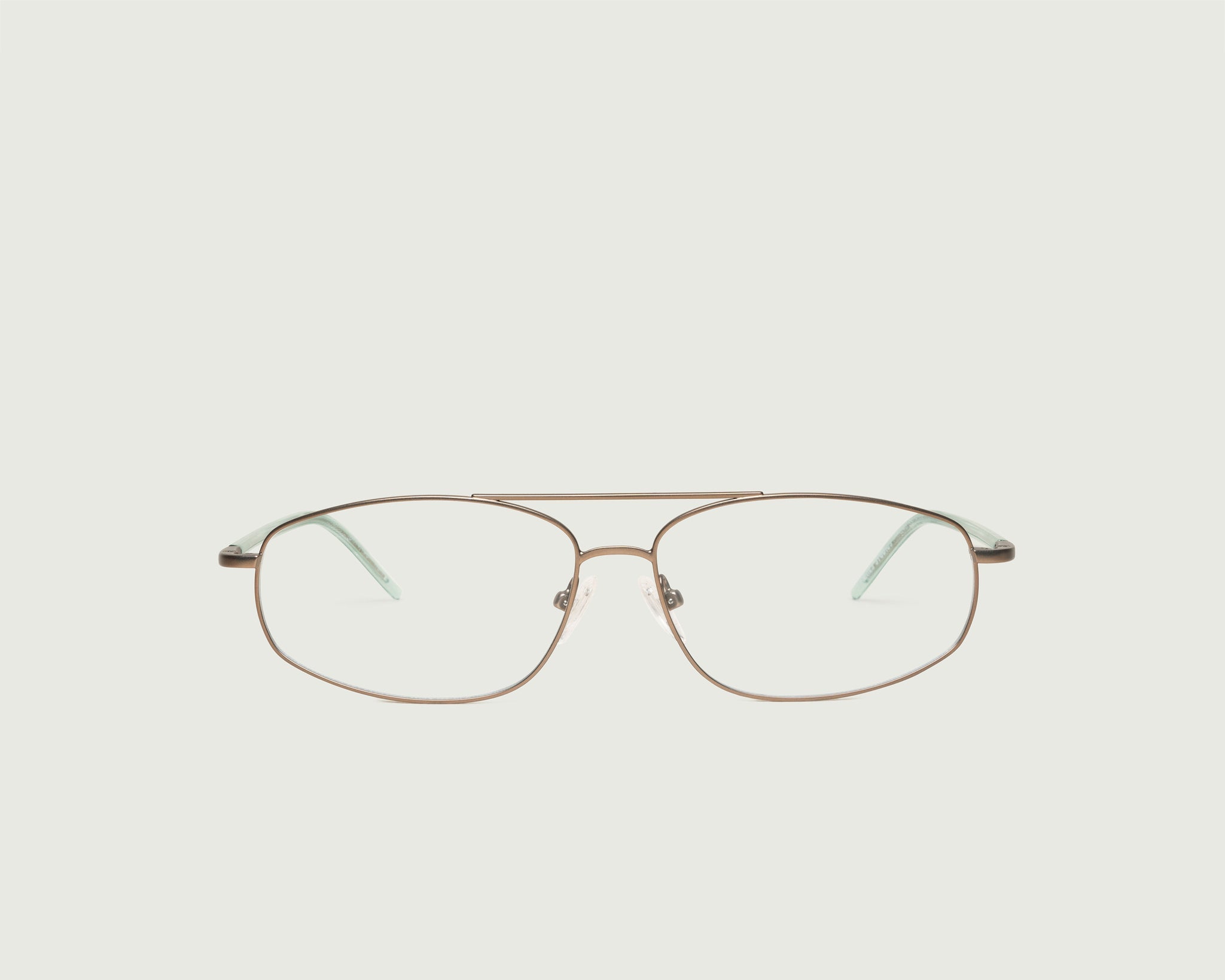 Tan::Trent Eyeglasses pilot brown metal front
