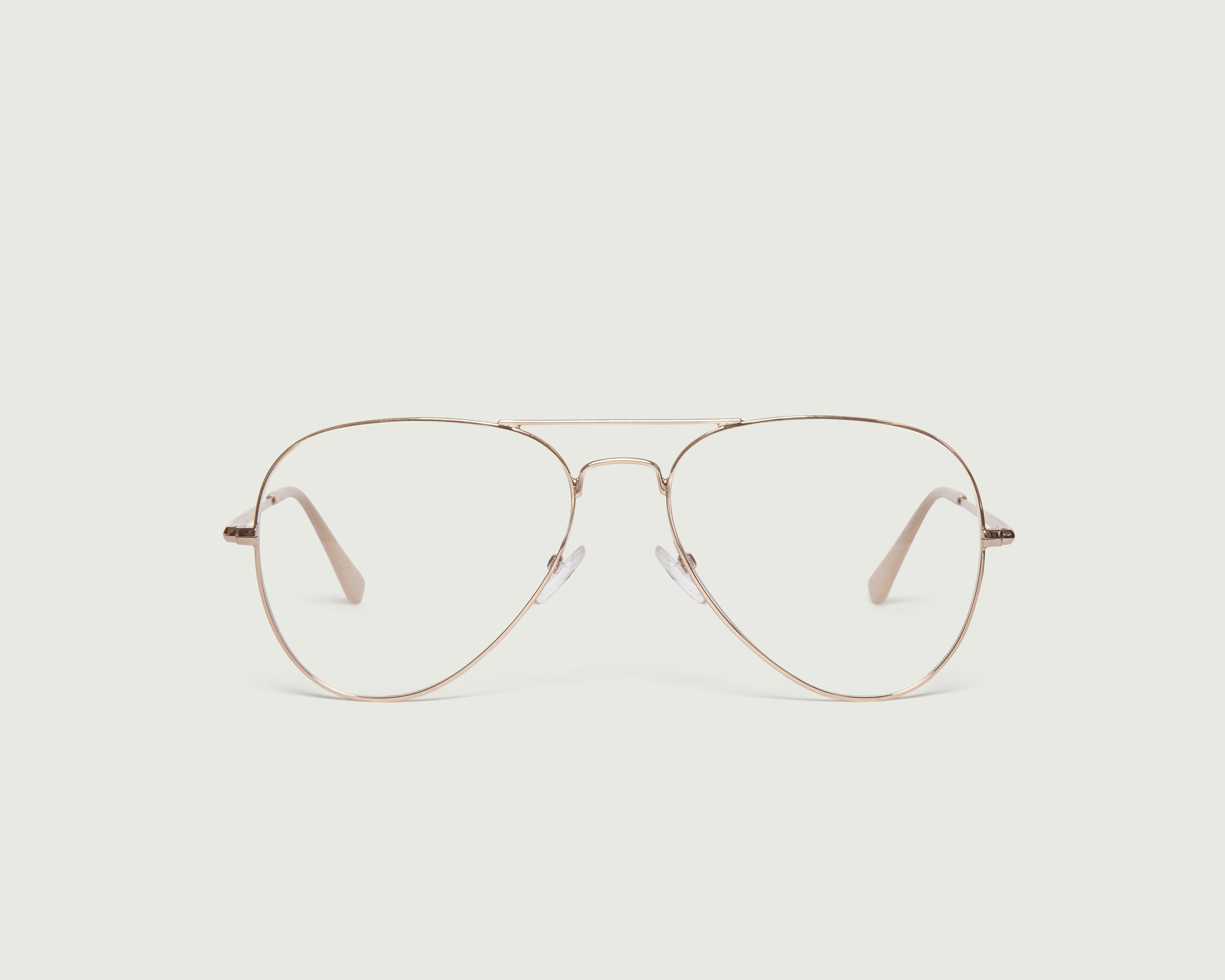 White Gold::Kline Eyeglasses pilot gold metal front