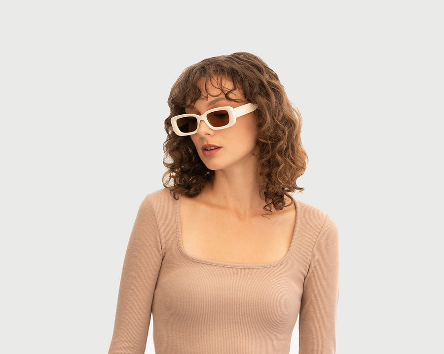 women Domino Sunglasses rectangle white plastic