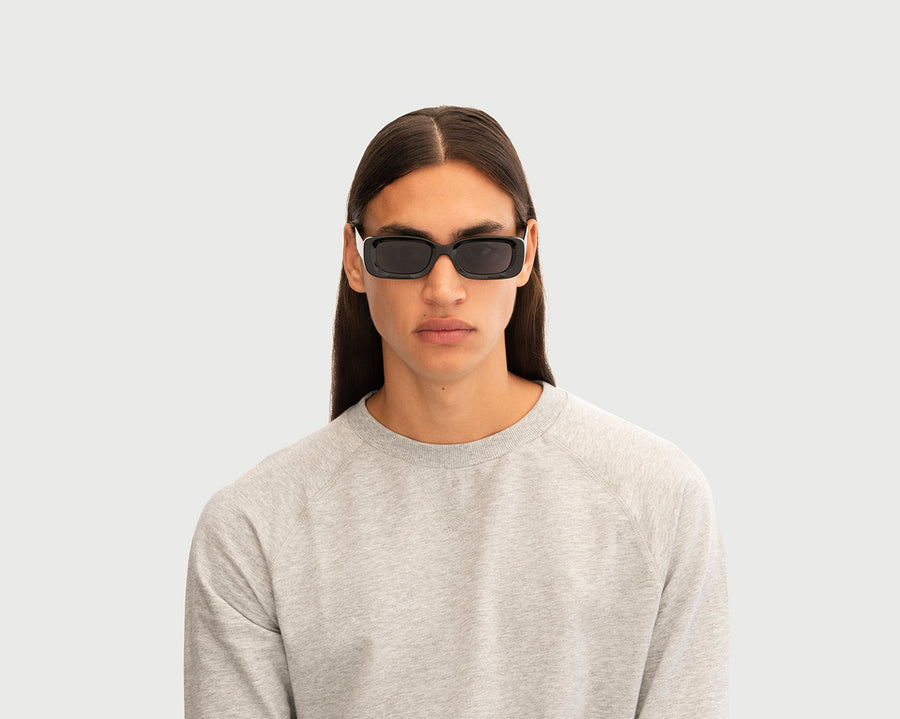 men Domino Sunglasses rectangle black plastic