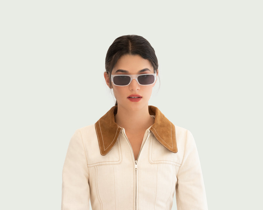women Gomez Sunglasses rectangle white plastic