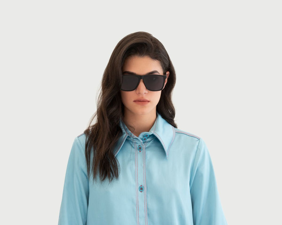 women Griffin Sunglasses square black plastic
