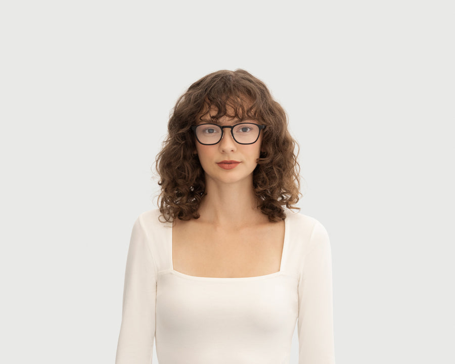 women Columbus Eyeglasses square black plastic