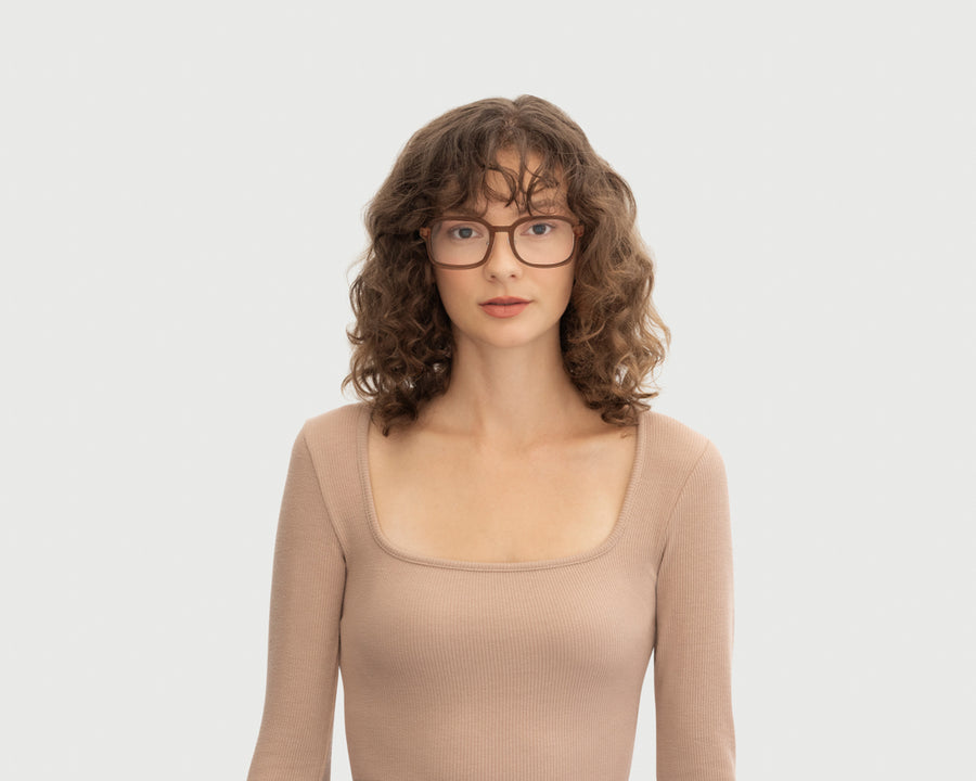 women Shiro+ Eyeglasses square brown plastic