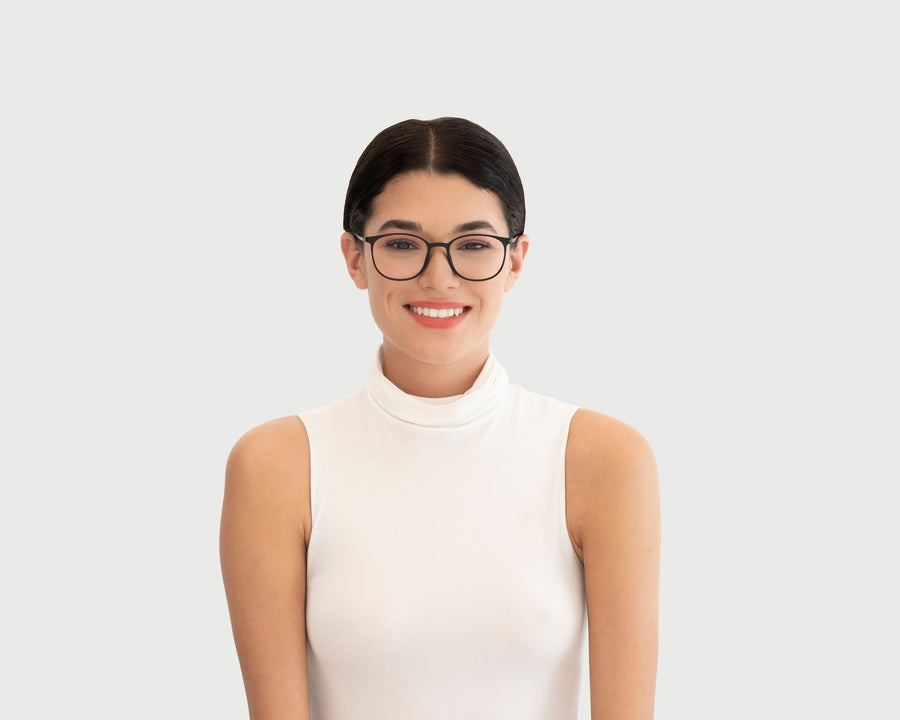 women Alexi Eyeglasses round black plastic
