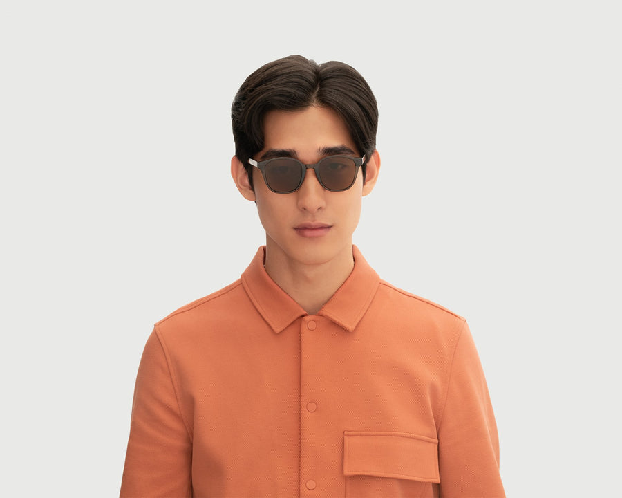 men Neo Sunglasses square brown plastic