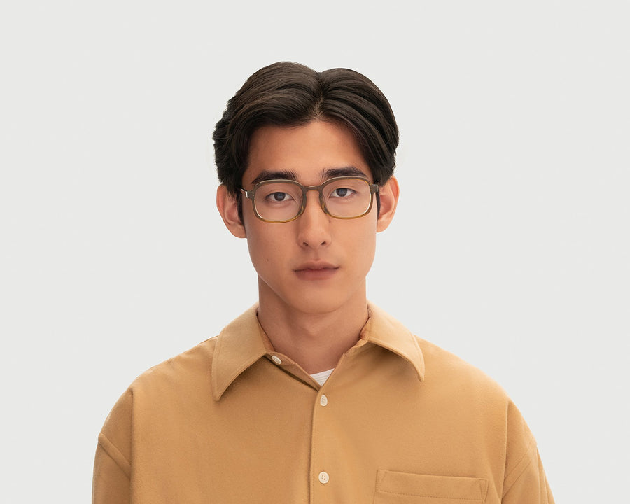 men Shiro Eyeglasses square brown acetate