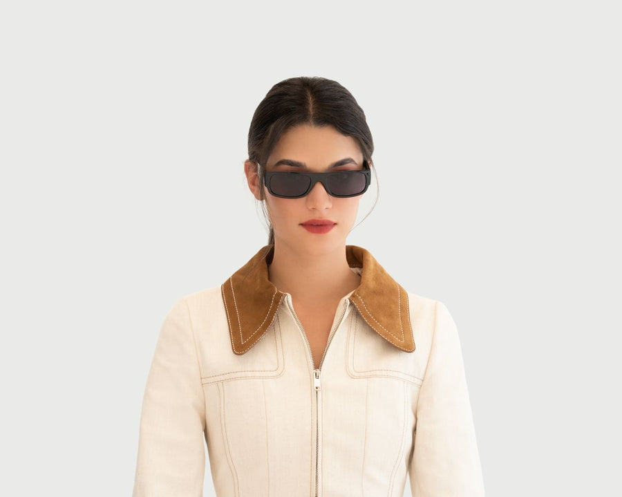 women Gomez Sunglasses rectangle black plastic