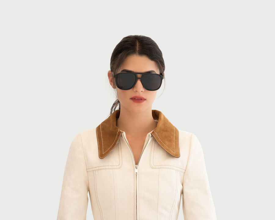 women Remo Sunglasses pilot black plastic