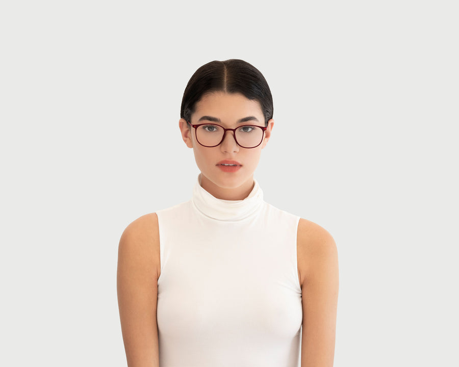 women Alexi Eyeglasses round red plastic