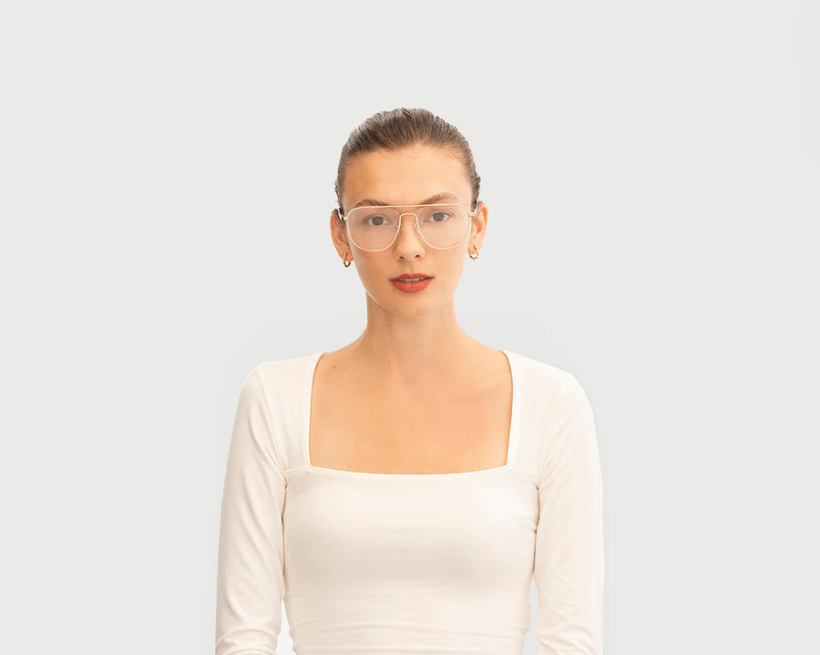 women Corso Eyeglasses square gold metal