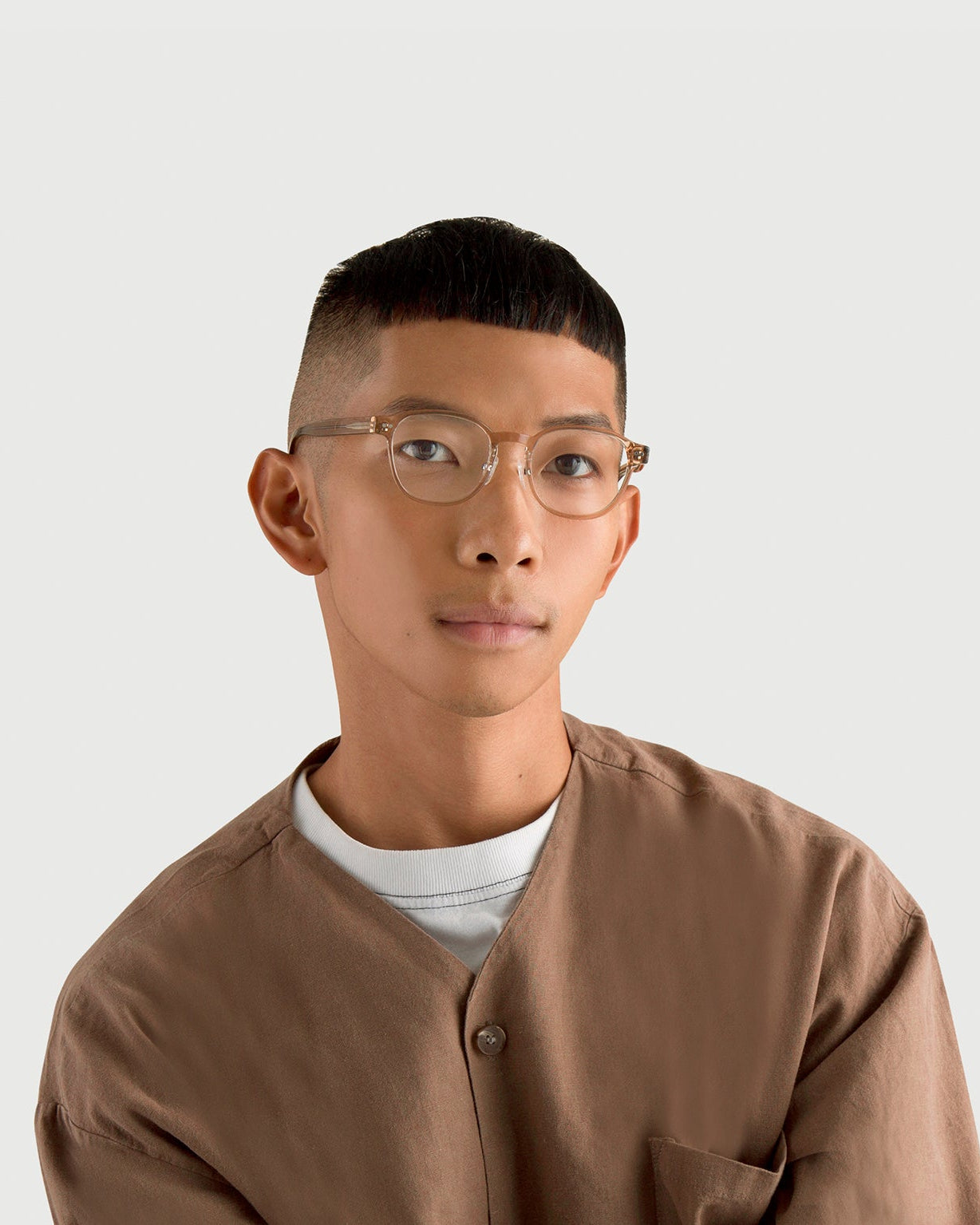 men Orman Eyeglasses round nude acetate