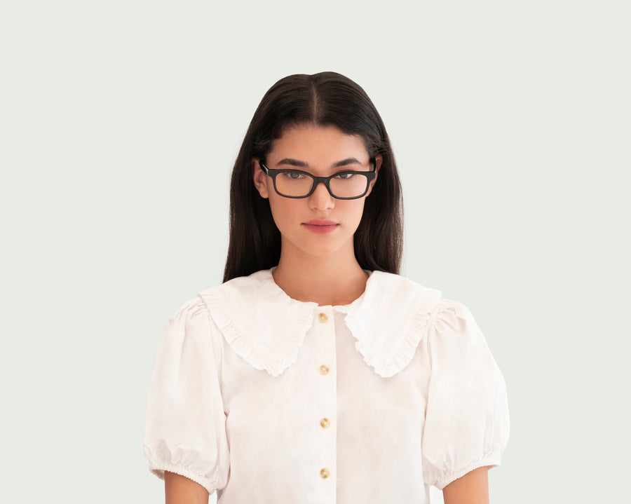 women Olson Eyeglasses rectangle black acetate