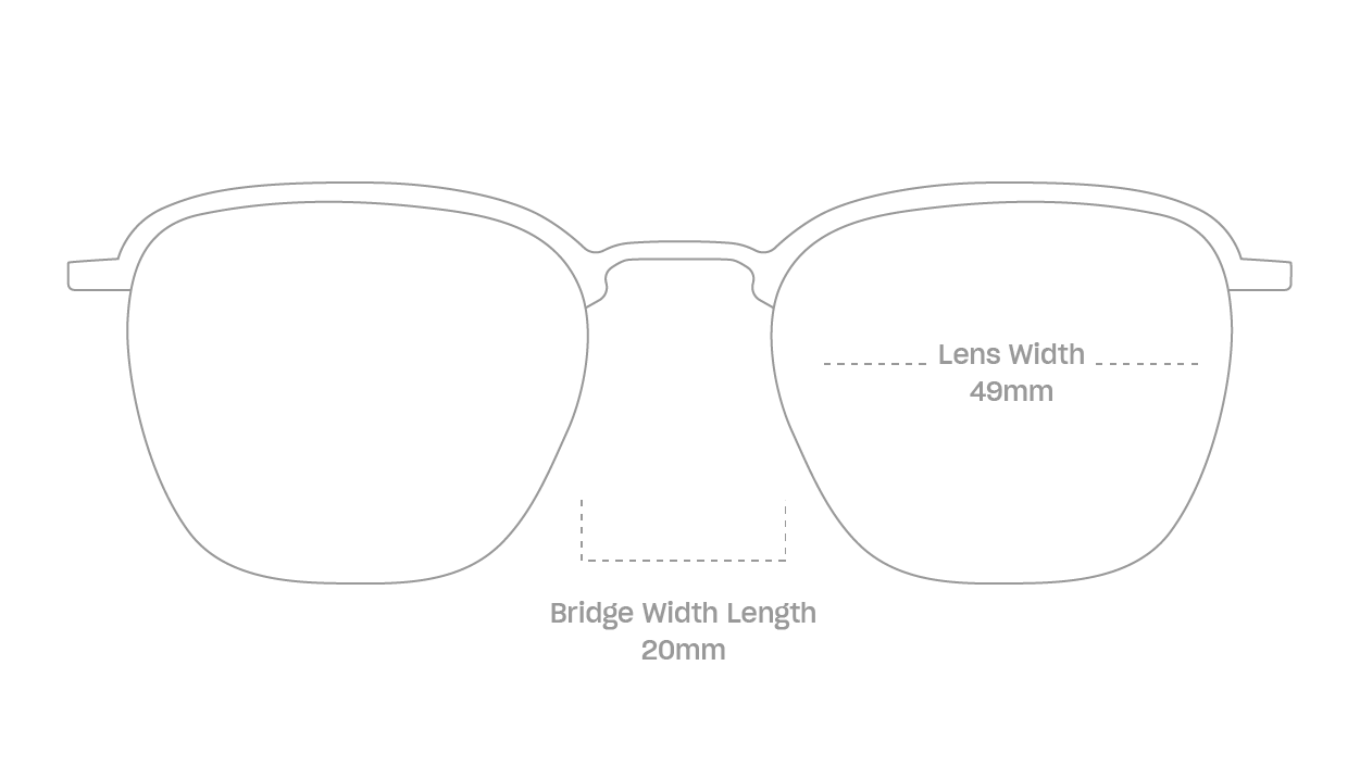 measurement::lens width Clyde Eyeglasses browline metal