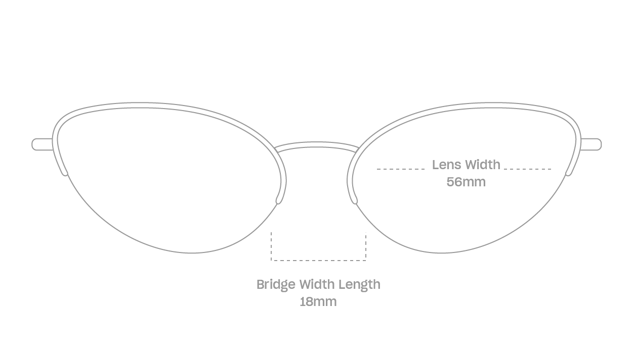 measurement::lens width Harlow Eyeglasses cat eye metal