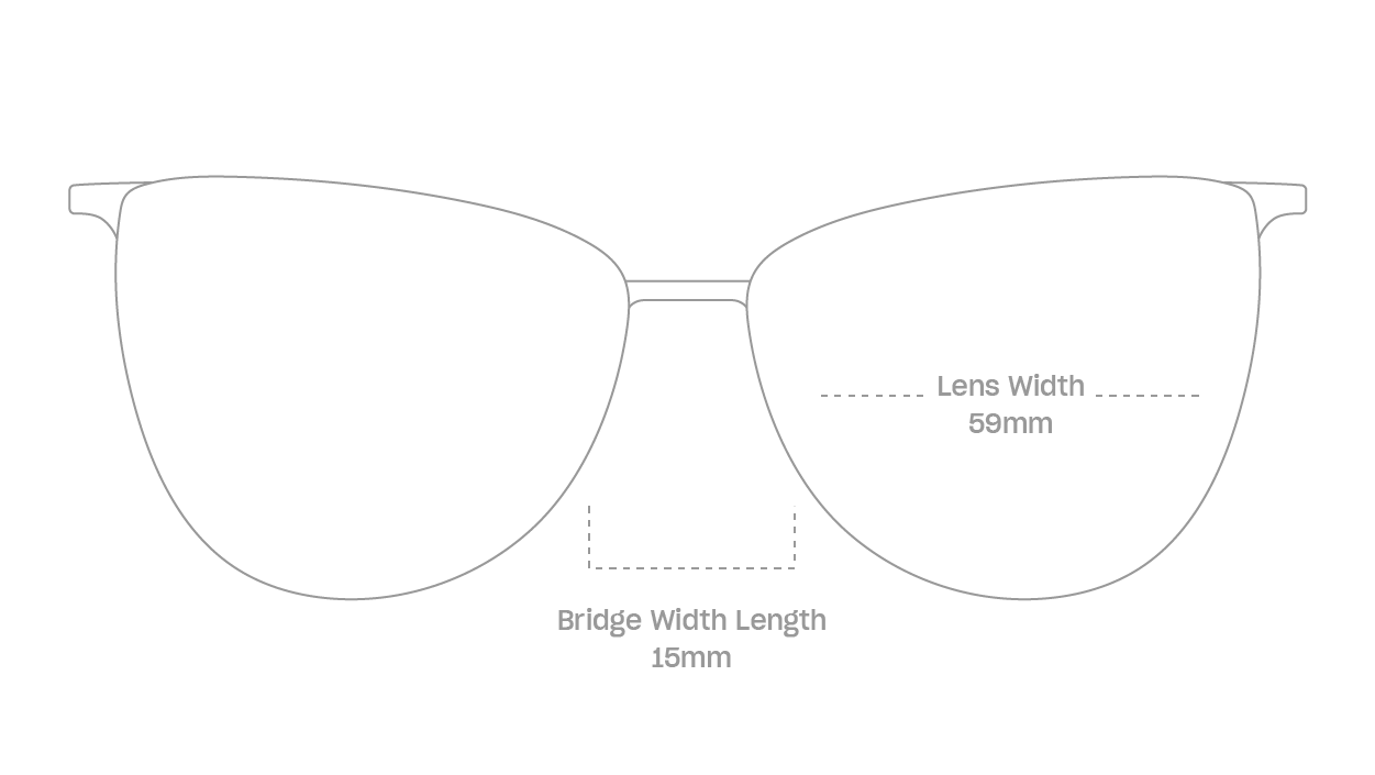 measurement::lens width Malibu Sunglasses cat eye metal