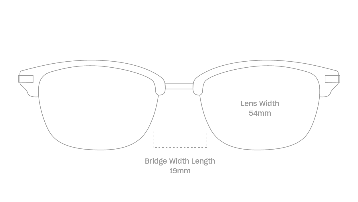 measurement::lens width Wes Eyeglasses browline plastic